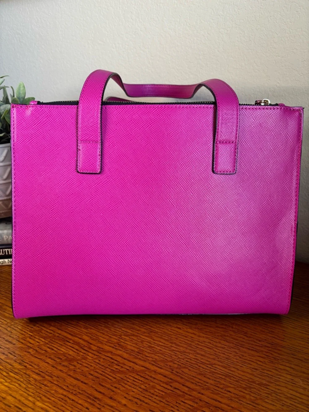 Gianni Bini Pink Shoulder Tote with White & Orange Accents - Picture 4 of 15